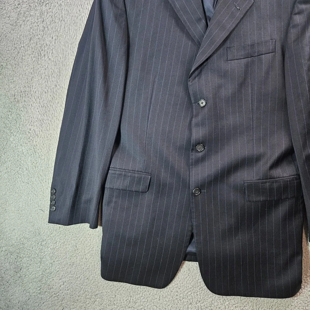 Burberry 42L‎ Wool Suit Blazer Jacket Men Navy Striped